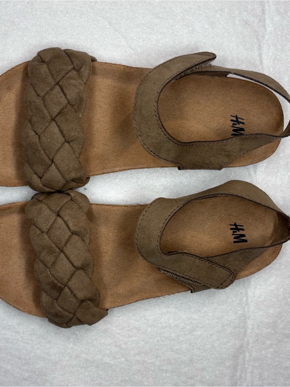 H&M Braided Brown Suede-Style Kids Sandals Size 13